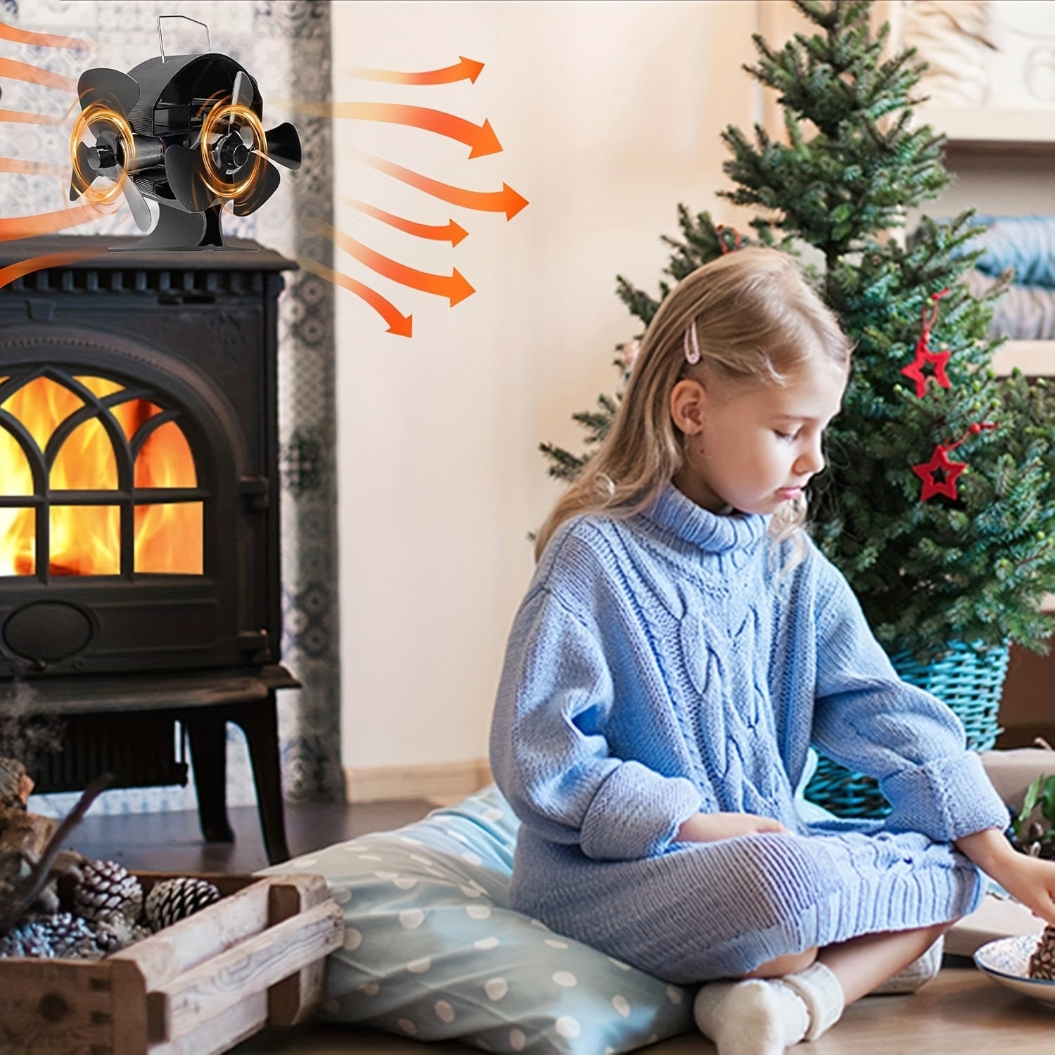 Fireplace Fan with Built‑In Thermometer