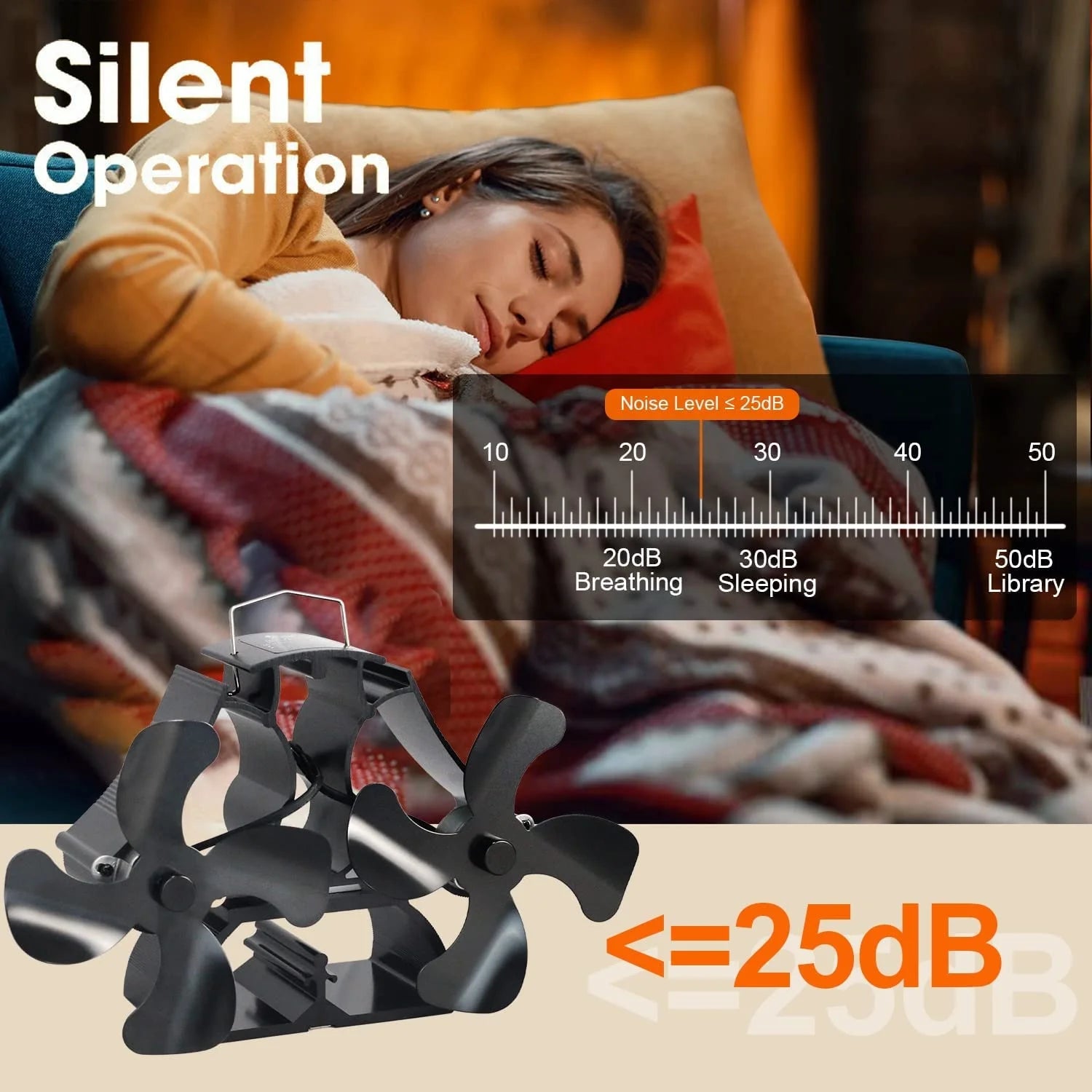 Heat Powered Double‑Head Stove Fan