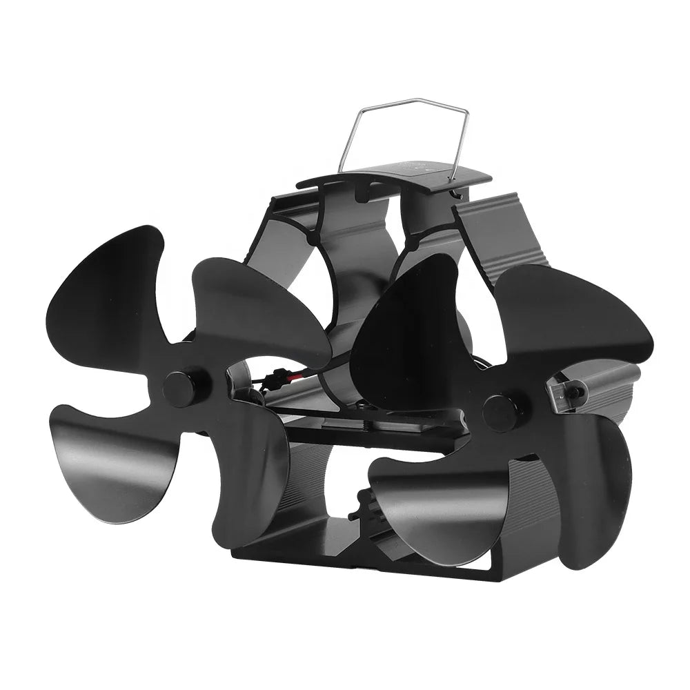 Heat Powered Double‑Head Stove Fan