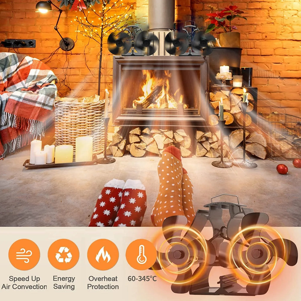 Heat Powered Double‑Head Stove Fan