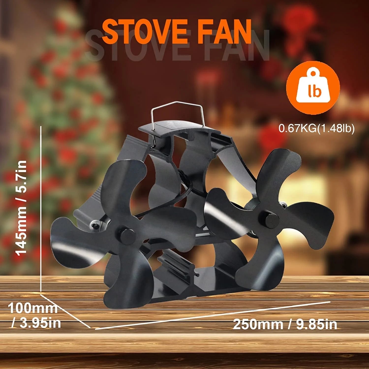 Heat Powered Double‑Head Stove Fan